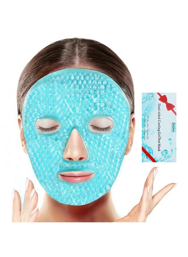 BeeVines Ice Face Mask, Cooling Gel Pack for Puffy Eyes, Cold & Hot Reusable Compress, Frozen Eye Packs Masks for Women for Dark Circles, Puffiness & Allergies (Blue)