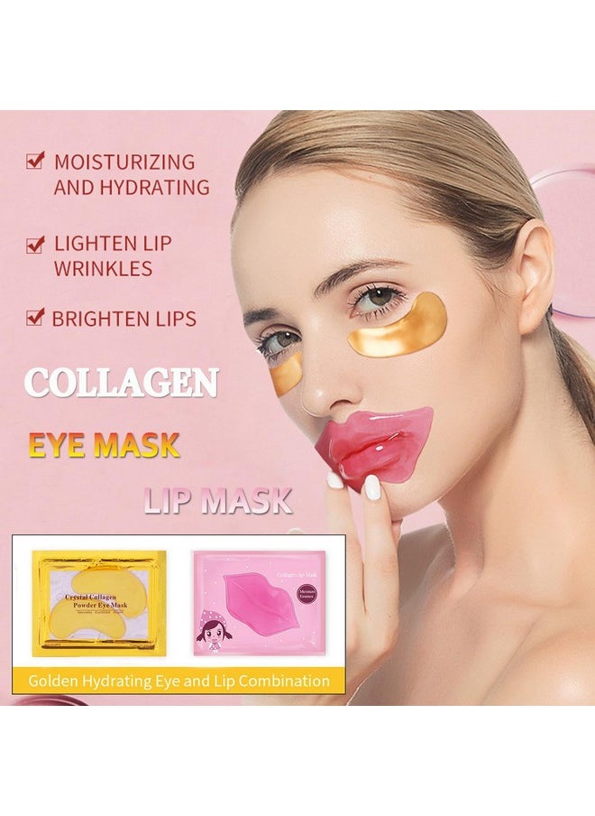 Eakroo 20 Pairs Lip Masks & Eye Mask, Power Crystal Gel 24K Lip Eye Mask, Effectively Nourishes the Lip & Eye Skin, Anti-Aging Eye Patches for Moisturizing, Reducing Fine Lines Dark Circle