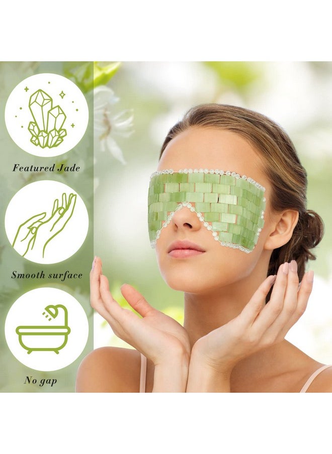 Hercicy 2 Pcs Jade Eye Mask Green Jade Stone Eye Mask Facial Cooling Mask for Alleviate Puffiness Face Massage Relax Eyes Relieve Migraine Meditation Beauty