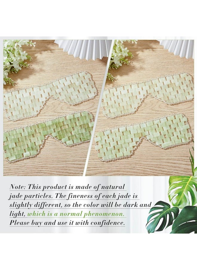 Hercicy 2 Pcs Jade Eye Mask Green Jade Stone Eye Mask Facial Cooling Mask for Alleviate Puffiness Face Massage Relax Eyes Relieve Migraine Meditation Beauty