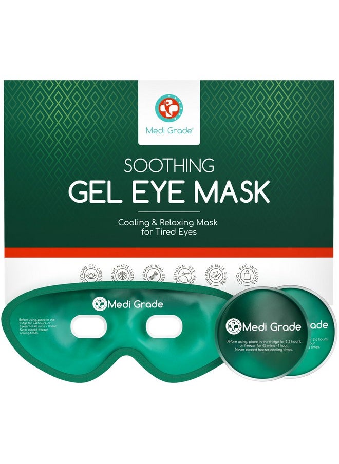 Medi Grade Cooling Eye Mask for Puffy Eyes, Allergies, Sinuses - Reusable Gel Eye Mask and Cooling Eye Pads with Thermo-Bag for Dark Circles, Hangovers and Migraine Relief - Cold Eye Mask