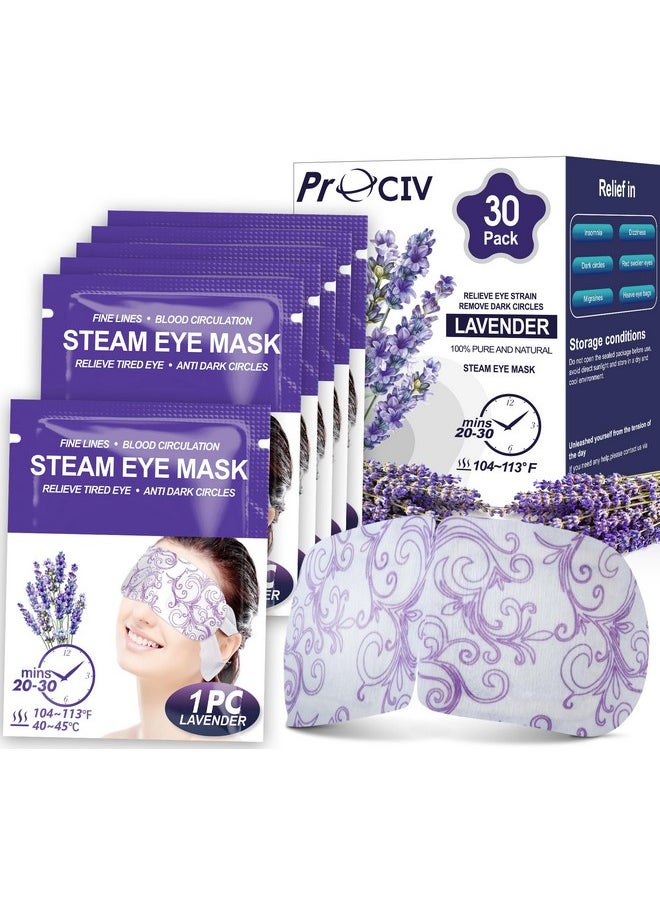30 Packs Lavender Steam Eye Mask - Heated Eye Mask for Dark Circles and Puffiness Warm Eye Mask for Dry Eye Mask Relief Eye Fatigue Headache Hot Sleep Eye Mask for Disposable Moist Heat Eye Compress