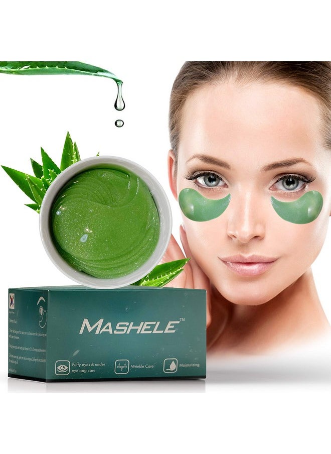 MASHELE Korean 60pcs Aloe Vera Collagen Under Eye Gel Patches Mask, Treatment for Puffy Eyes, Dark Circles, Anti Wrinkle Pads, Moisturizing for Women and Men (60pcs patches aloe vera)
