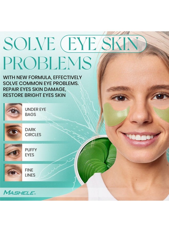 MASHELE Korean 60pcs Aloe Vera Collagen Under Eye Gel Patches Mask, Treatment for Puffy Eyes, Dark Circles, Anti Wrinkle Pads, Moisturizing for Women and Men (60pcs patches aloe vera)