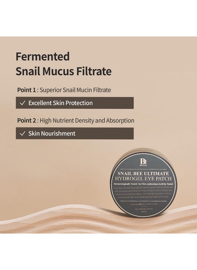 BENTON Snail Bee Ultimate Hydrogel Eye Patch (60pcs) - Hydrating Eye Patches | Snail Mucin Eye Patches | Reusable Eye Patches | Cooling Eye Patches