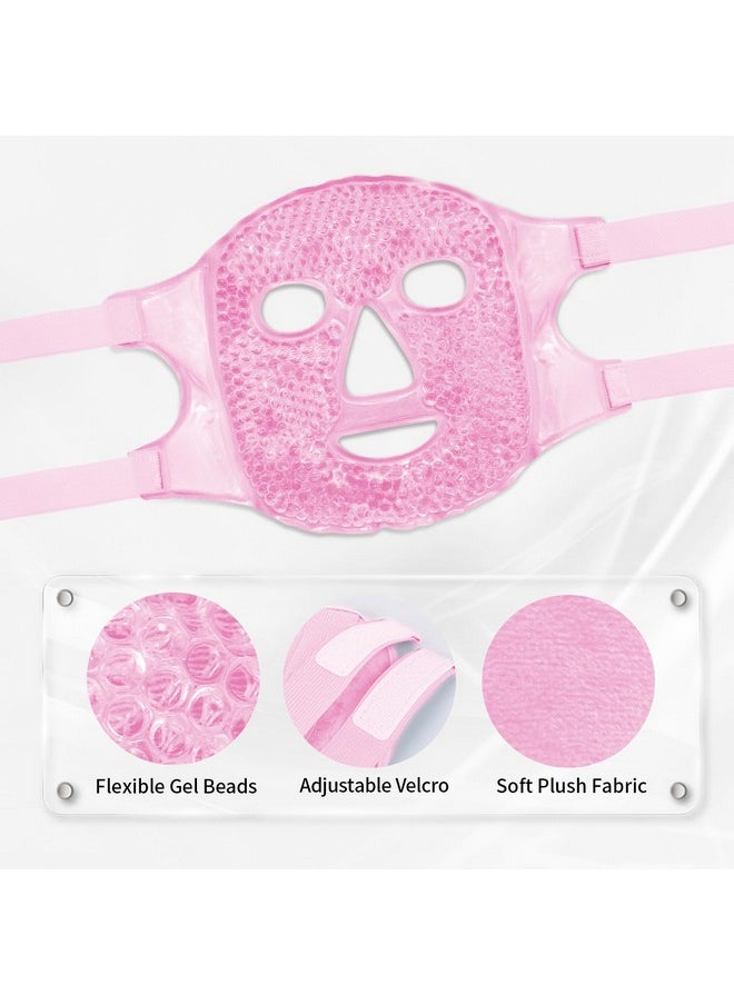 CONBELLA Ice Face Mask and 2PCS Silicone Face Mask Cover Set, Cooling Face Mask for Pain Relief, Migraine & Wisdom Tooth Surgery Reusable, Hot and Cold Ice Mask for Women Puffiness Swelling Beauty