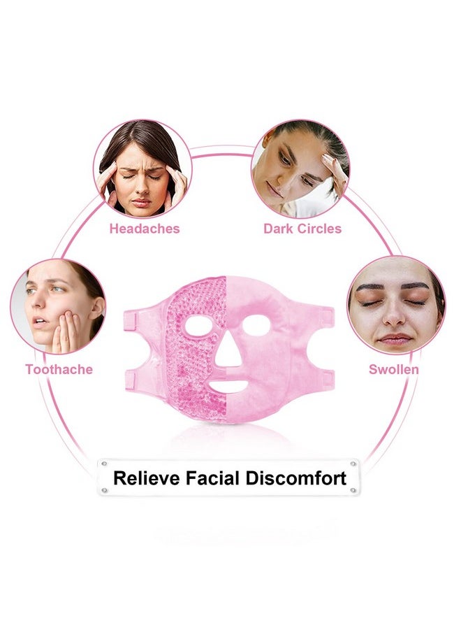 CONBELLA Ice Face Mask and 2PCS Silicone Face Mask Cover Set, Cooling Face Mask for Pain Relief, Migraine & Wisdom Tooth Surgery Reusable, Hot and Cold Ice Mask for Women Puffiness Swelling Beauty
