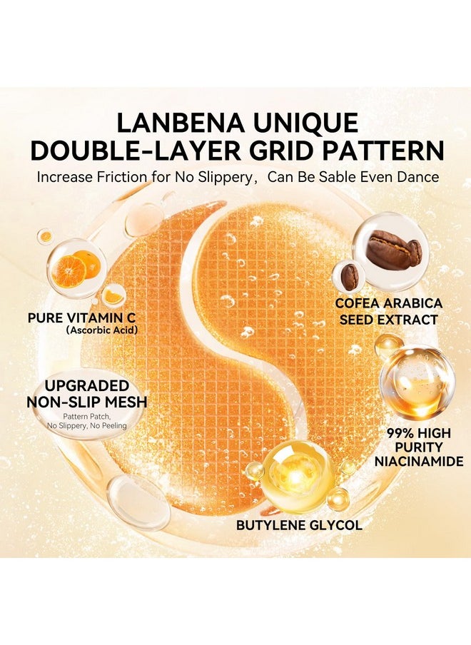 LANBENA Vitamin C Under Eye Patches for Dark Circles and Puffy Eyes, Cooling Eye Masks for Eye Bags, Fine Lines & Wrinkles Reduce, Anti-Aging, with Niacinamide Hydra-Gel Collagen-30 Pairs