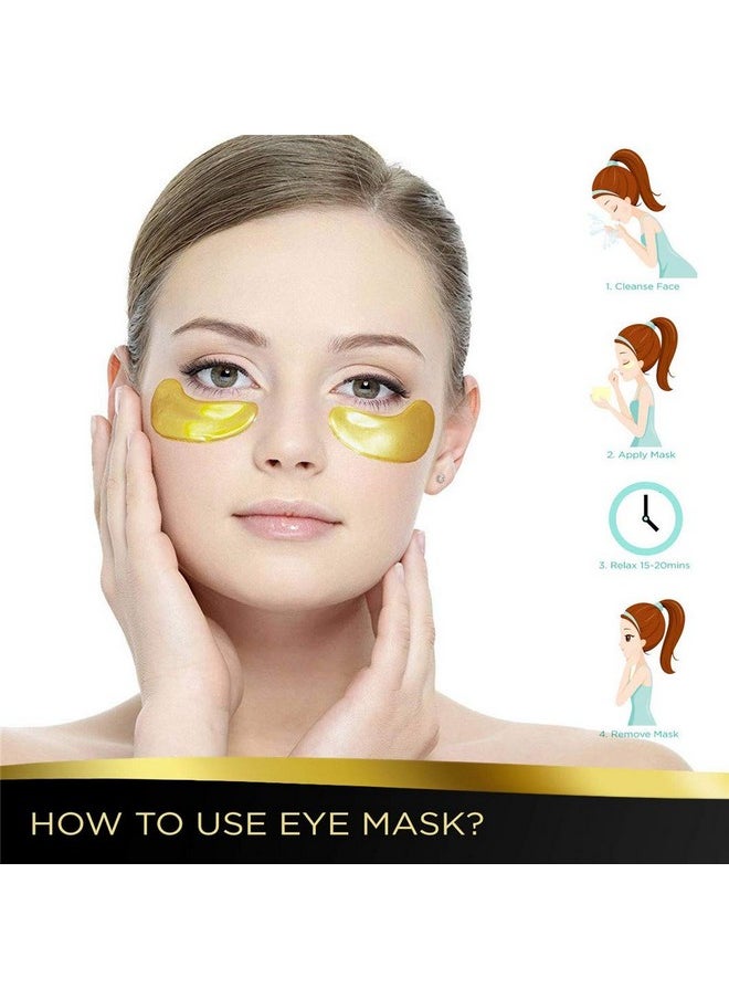 Ruzzut Under Eye Patches - 30 Pairs 24K Gold Moisturizing Under Eye Mask, Anti Aging Collagen Eye Masks Skincare Eye Patches for Puffy Eyes and Dark Circles, Gold