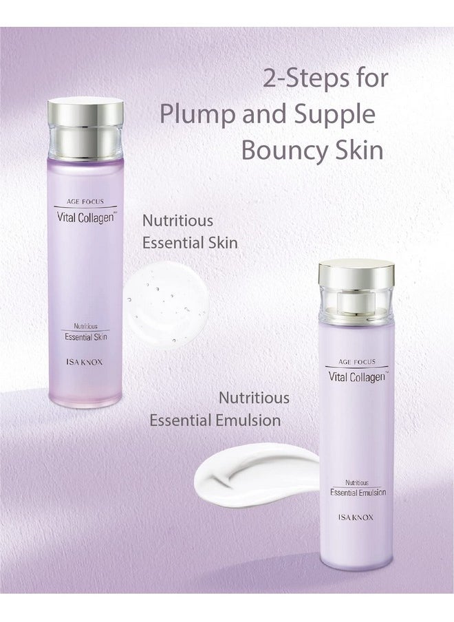 ISA KNOX AGE FOCUS VITAL COLLAGEN SKINCARE GIFT SET (370ml / 12.51 Fl Oz) - Korean Luxury Premium High-end Skin Toner, Emulsion Lotion, Cream by LG BEAUTY. Hydrolyzed Collagen, Vitamin B12, E, C.