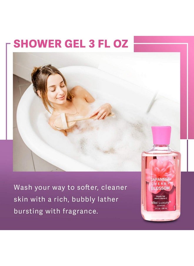 Vital Luxury Bath & Body Care Travel Set - Home Spa Set with Body Lotion, Shower Gel and Fragrance Mist, Personal Body Care Travel Set for Birthday Christmas New Year Gifts(Japanese Cherry Blossom)