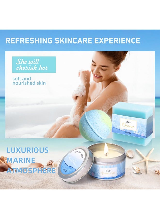 Gifts for Women, Ocean Scented Spa Gifts for Women Birthday 7 Luxury Self Care Gifts for Women, Gift Basket Care Package for Women Her Wife Mom Friends Female Bff