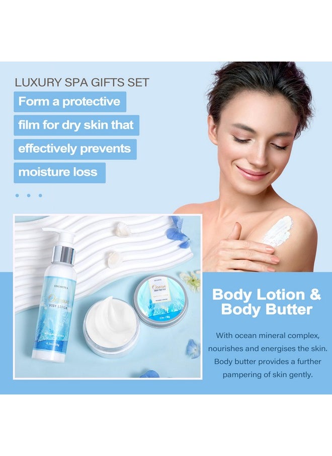 Gifts for Women, Ocean Scented Spa Gifts for Women Birthday 7 Luxury Self Care Gifts for Women, Gift Basket Care Package for Women Her Wife Mom Friends Female Bff