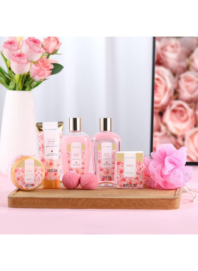 Gift Set For Women, Spa Luxetique Bath Sets for Women Gift, 8 Pcs Rose Spa Basket Includes Bubble Bath, Shower Gel, Body Lotion, Birthday Spa Gifts, Mothers Day Gifts for Mom