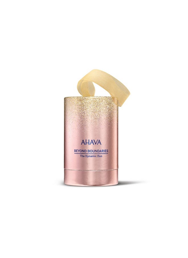 مجموعة هدايا AHAVA The Dynamic Duo - تتضمن لوشن الجسم المعدني Sea-Kissed ولوشن الجسم المعدني Sea-Kissed 2 × 1.3 أونصة سائلة