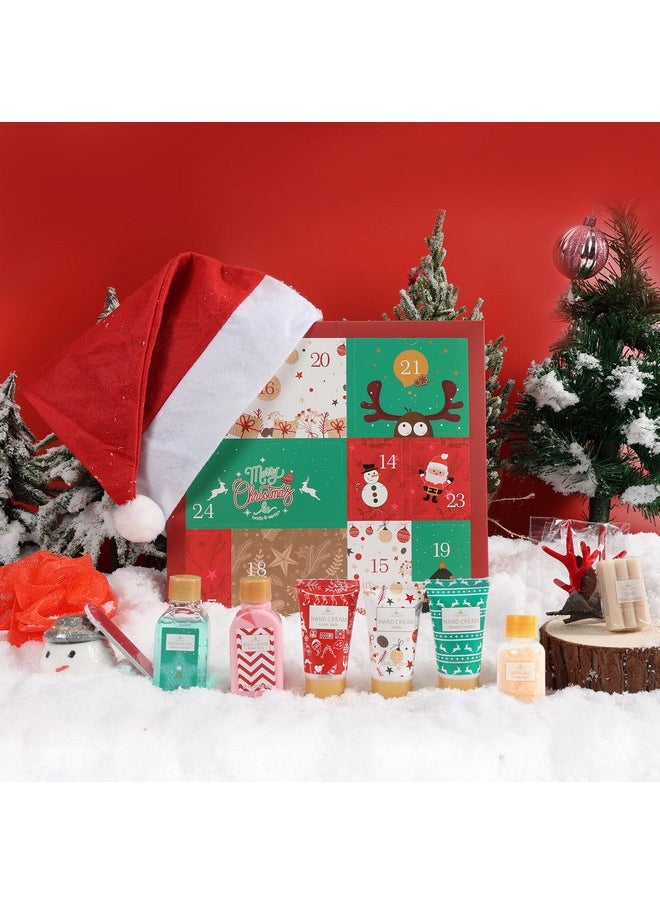 Christmas Advent Calendar 2024, 12 Days of Holiday Advent Calendar for Women, BODY & EARTH Spa Gift Baskets with Snowman Bath Bomb, Scented Candle, Christmas Hat, New Year Bath Set for Women