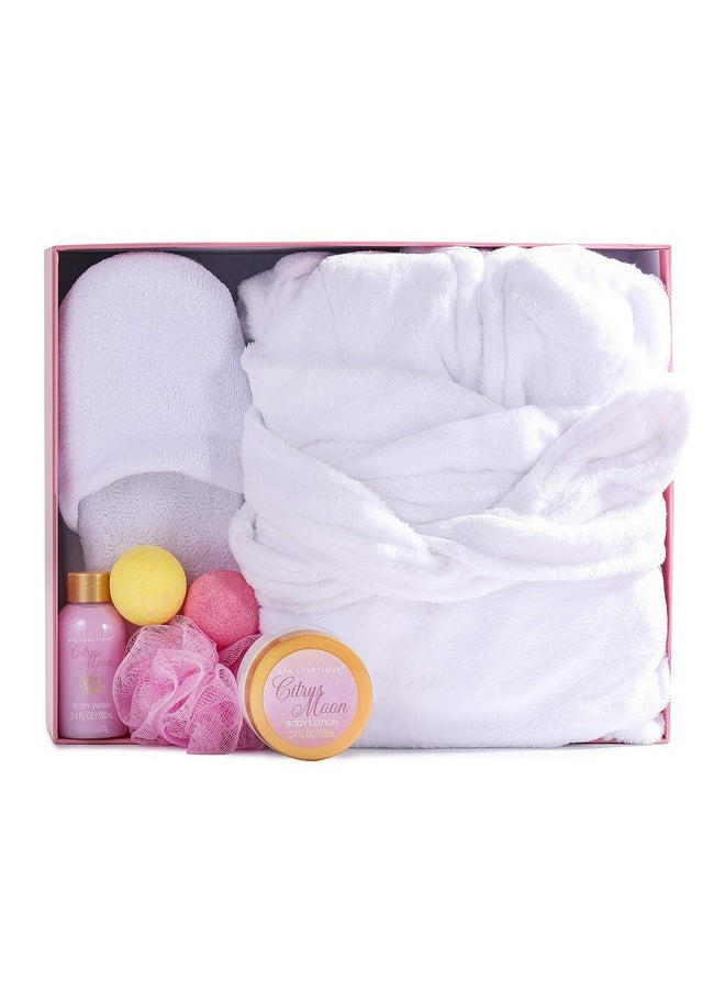 Spa Luxetique Robe and Slippers Spa Set Women, Christmas Gifts for Women, 6pcs Flannel Soft Bath Robe, Bath and Body Works Bath Sets with Slippers, Body Lotion, Bath Bombs, Robe Sets for Women