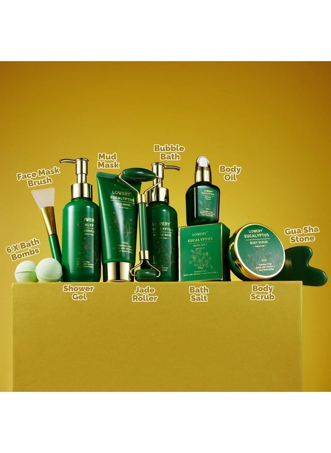Christmas Gifts for Women & Men Who Have Everything, Eucalyptus Spa Gift Baskets for Women, Mom, 16pc Bath Gift Set for Birthday Gifts for Women, Body Self Care Set for Pampering & Relaxation Basket