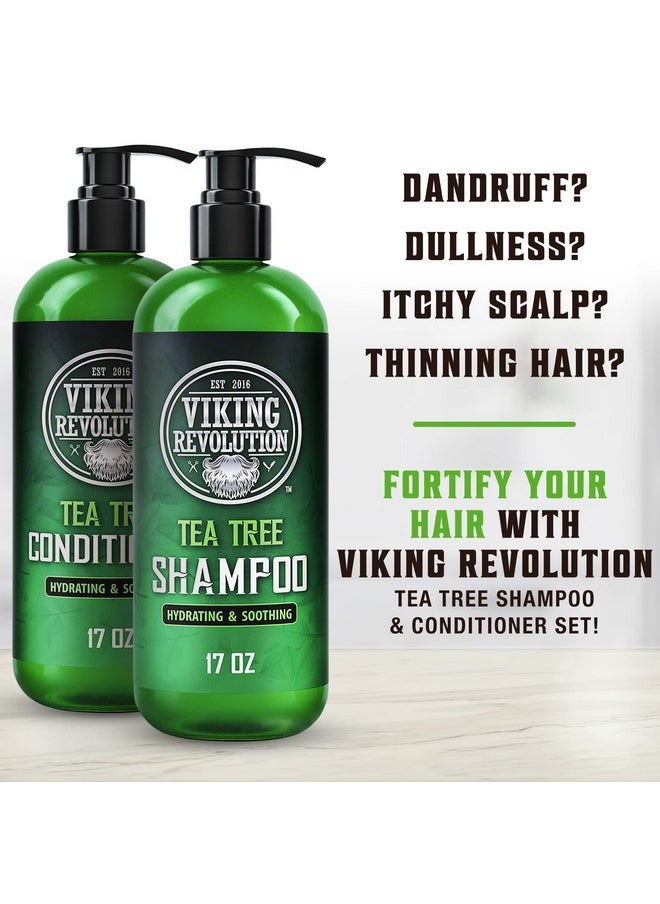Viking Revolution Tea Tree Shampoo and Conditioner Set - Hydrates, Moisturizes & Soothes Dry and Itchy Scalps - With Natural Tea Tree Oil - 17 oz