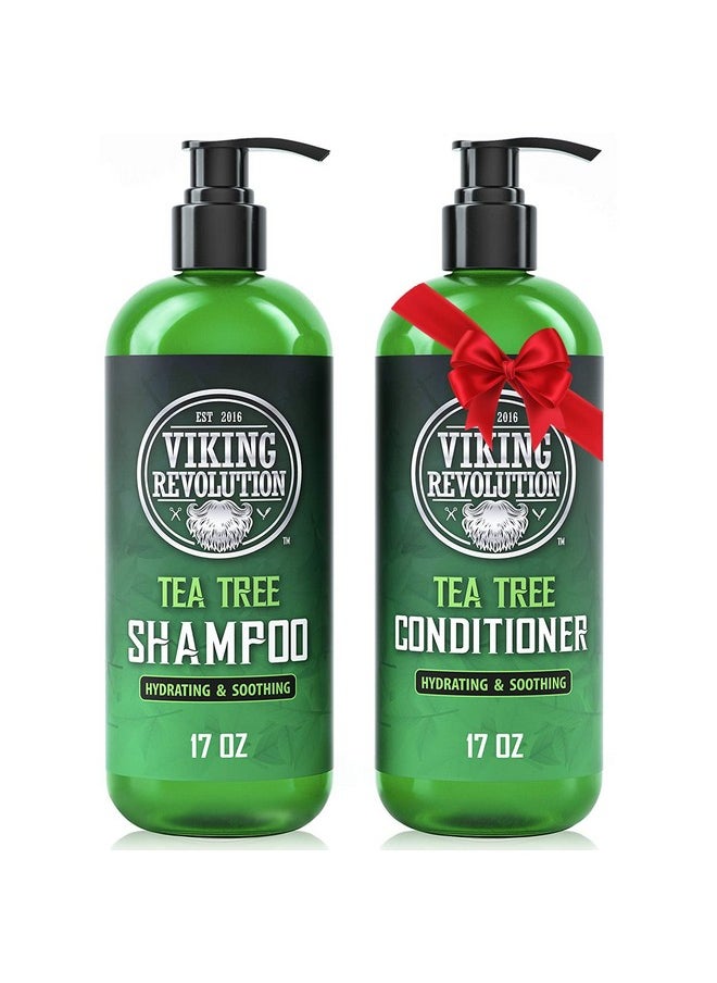 Viking Revolution Tea Tree Shampoo and Conditioner Set - Hydrates, Moisturizes & Soothes Dry and Itchy Scalps - With Natural Tea Tree Oil - 17 oz