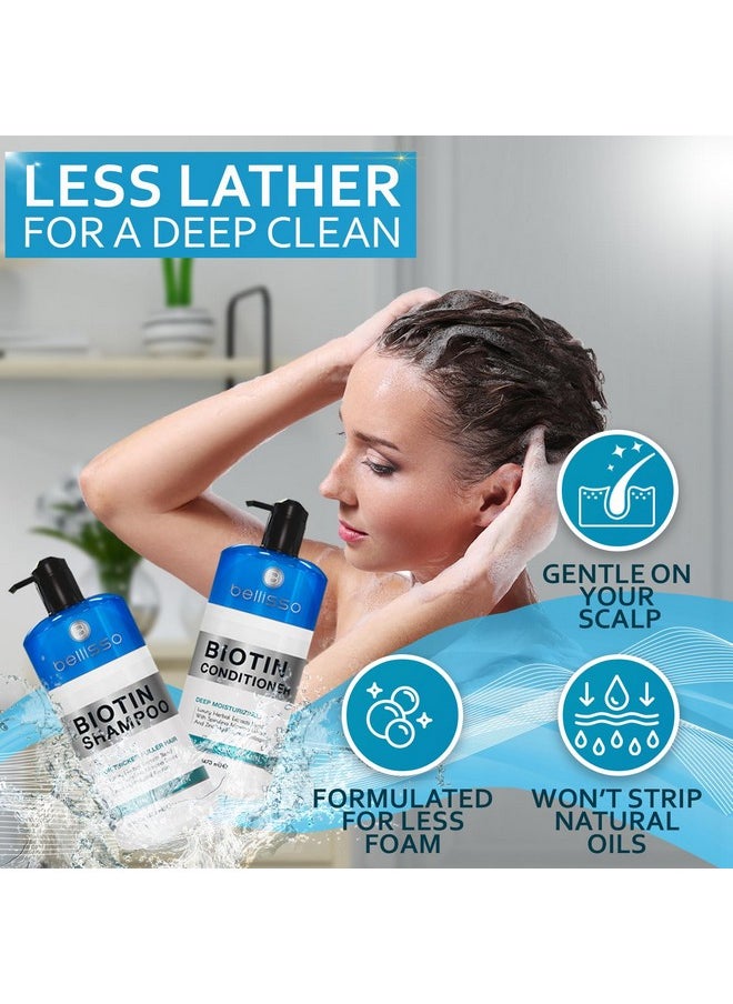 Biotin Shampoo and Conditioner Set - Sulfate and Paraben Free Treatment for Men and Women - Hair Thickening Volumizing Products to Help Boost Thinning Hair with Added Keratin