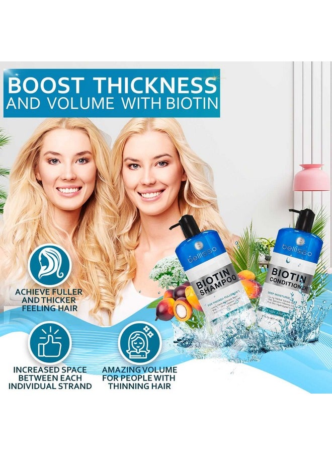 Biotin Shampoo and Conditioner Set - Sulfate and Paraben Free Treatment for Men and Women - Hair Thickening Volumizing Products to Help Boost Thinning Hair with Added Keratin