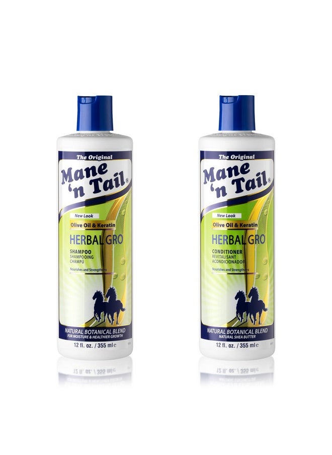 Mane 'n Tail: Herbal Gro Shampoo + Conditioner (12 oz Each), Olive Oil Complex That Helps Strengthens & Nourishes Hair