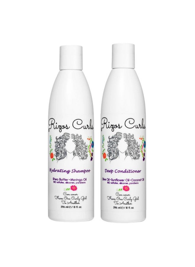 Rizos Curls Wash Day Bundle, Hydrating Shampoo & Deep Conditioner Bundle, Gently Cleanse and Hydrate Curly Hair, Moisturize Scalp & Hair, Clean & Natural Ingredients for all Hair Types 1a - 4c