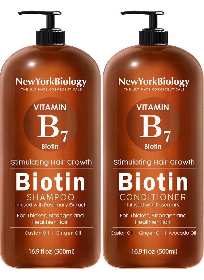 New York Biology Biotin Shampoo and Conditioner Set for Hair Growth and Thinning Hair - Thickening Formula for Hair Loss Treatment - For Men & Women - Anti Dandruff - 16.9 Fl Oz