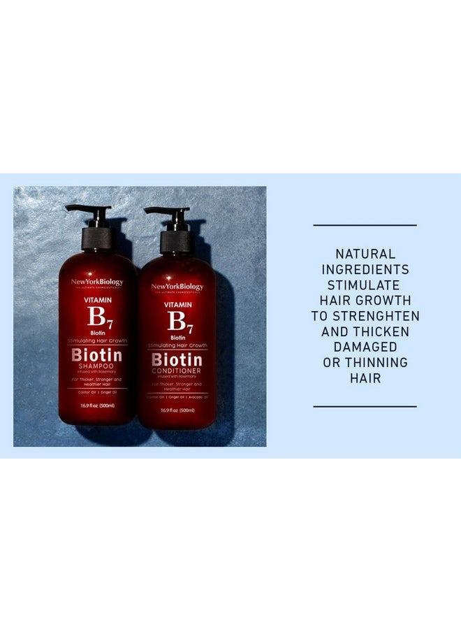 New York Biology Biotin Shampoo and Conditioner Set for Hair Growth and Thinning Hair - Thickening Formula for Hair Loss Treatment - For Men & Women - Anti Dandruff - 16.9 Fl Oz