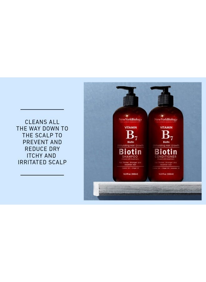 New York Biology Biotin Shampoo and Conditioner Set for Hair Growth and Thinning Hair - Thickening Formula for Hair Loss Treatment - For Men & Women - Anti Dandruff - 16.9 Fl Oz