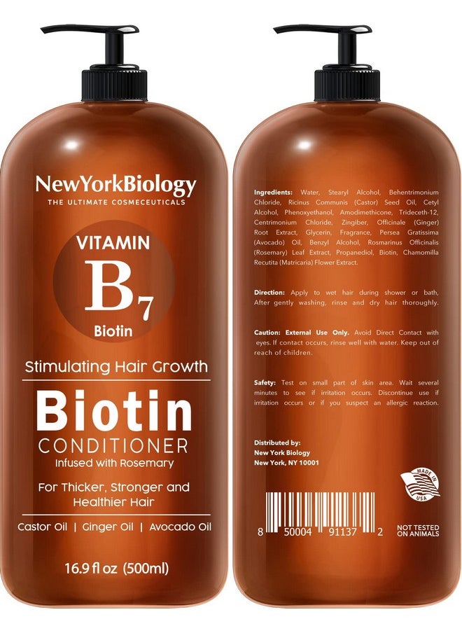 New York Biology Biotin Shampoo and Conditioner Set for Hair Growth and Thinning Hair - Thickening Formula for Hair Loss Treatment - For Men & Women - Anti Dandruff - 16.9 Fl Oz