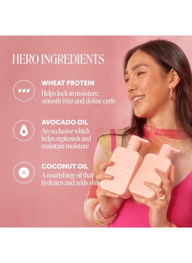 MONDAY HAIRCARE Smooth Shampoo + Conditioner Bathroom Set (2 Pack) 27oz Each for Frizzy, Coarse, and Curly Hair, Made from Coconut Oil, Shea Butter, & Vitamin E, 100% Recyclable Bottles