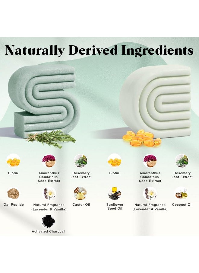 Kitsch Rosemary & Biotin Shampoo and Conditioner Bar Set for Thinning Hair - 2pc Volume Shampoo Bar & Conditioner Bar for Men and Women, Hair Thickening & Regrowth Combo, Paraben Free