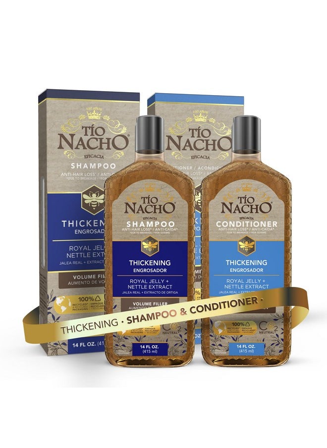 Tio Nacho Thickening Shampoo and Conditioner Set: Capilgross, Royal Jelly, Nettle, Aloe Vera, Reduces Hair Loss, Strengthens, Nourishes, Volumizes - 14 fl oz Each