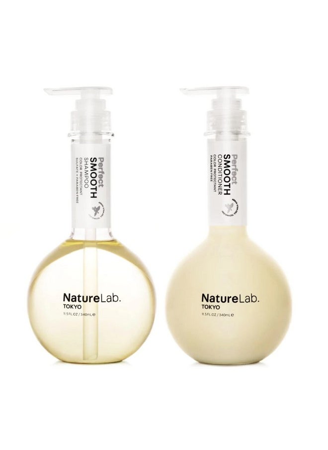 NATURELAB. TOKYO Perfect Smooth Shampoo & Conditioner: Weightless Frizz Control for Smoother, Healthier Hair and Scalp I 11.5 FL OZ Each