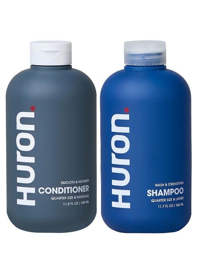 Huron Hair Duo | Nourishing Shampoo & Conditioner Set for Men | Cleanse, Strengthen & Hydrate | Sulfate-Free, Paraben-Free, Vegan | Designed for Daily Use on All Hair Types (2 Pack)