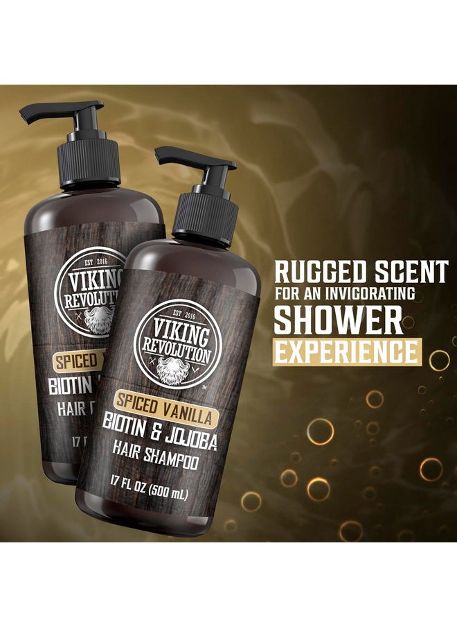 Viking Revolution Spiced Vanilla Mens Shampoo and Conditioner Set with Biotin and Jojoba Oil - Natural Hair Shampoo and Hair Conditioner for Men with Vitamin B5 - Mens Shampoo for Thinning Hair (17Oz)