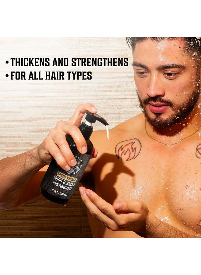 Viking Revolution Spiced Vanilla Mens Shampoo and Conditioner Set with Biotin and Jojoba Oil - Natural Hair Shampoo and Hair Conditioner for Men with Vitamin B5 - Mens Shampoo for Thinning Hair (17Oz)