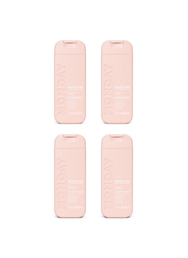 Monday Haircare Moisture Shampoo & Conditioner Travel Pack - 3oz, 90ML Travel Kit (2 x Shampoo,2 x Conditioner)