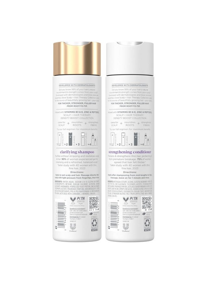 Dove Scalp + Hair Therapy Set - Density Boost Clarifying Shampoo and Strengthening Conditioner with Vitamins B3 & E, Zinc & Peptides, 9.25 Oz Ea (2 Piece Set)