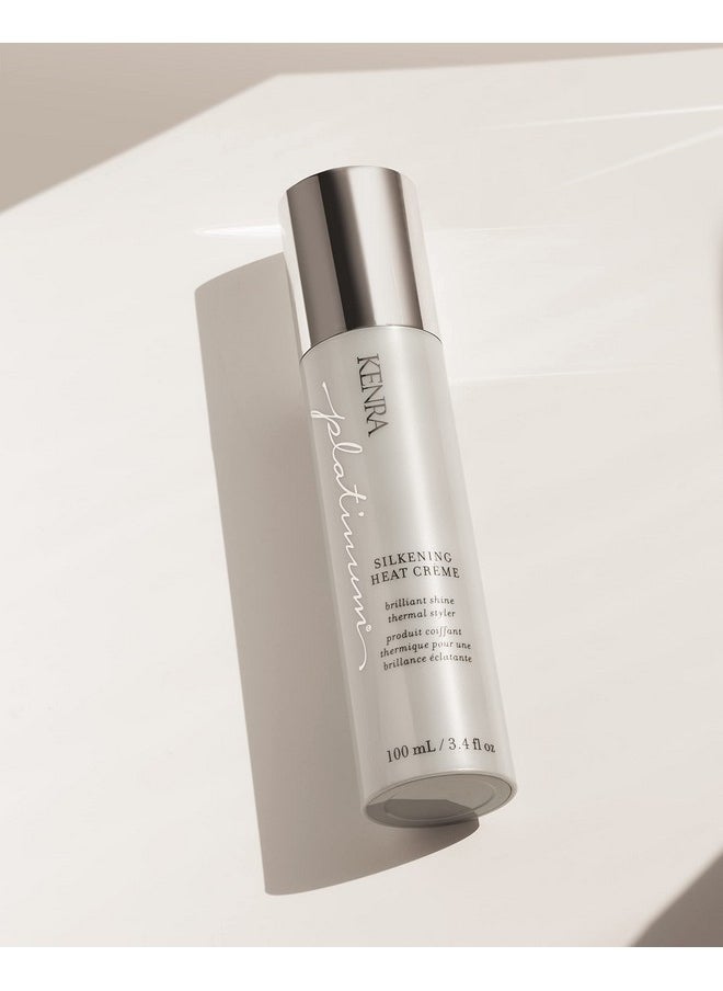 Kenra Platinum Silkening Heat Crème | Brilliant Shine Thermal Styler | Reduces Hot Tool Passes by 50% | Prevents Breakage & Improve Manageability | Heat Protectant | All Hair Types | 3.4 fl. Oz