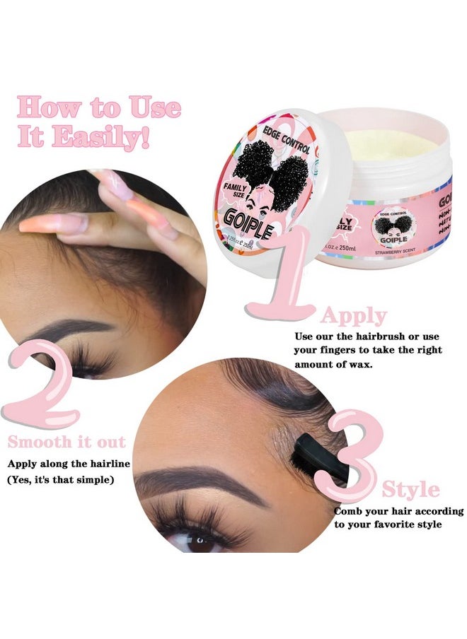 Goiple 8.25 OZ Edge Control Wax for Women, Non-greasy Edge Smoother, Hair Gel for All Hair Types, No Flaking, Extra Strong Hold Water-based Edge Stay Gel