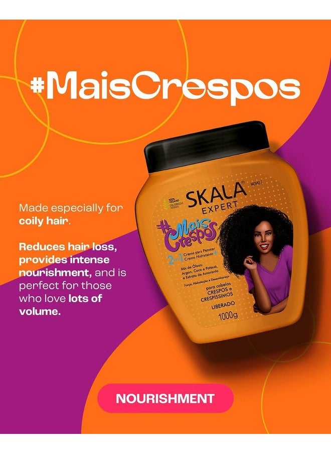 SKALA Mais Crespos Super Curly Hair Type 4ABC - Hydrate , Eliminate Frizz 2 IN 1 Conditioning Treatment Cream and Cream To Comb 35.2oz