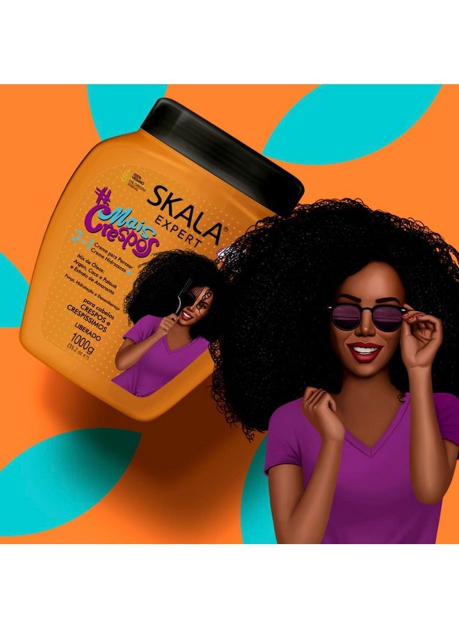 SKALA Mais Crespos Super Curly Hair Type 4ABC - Hydrate , Eliminate Frizz 2 IN 1 Conditioning Treatment Cream and Cream To Comb 35.2oz