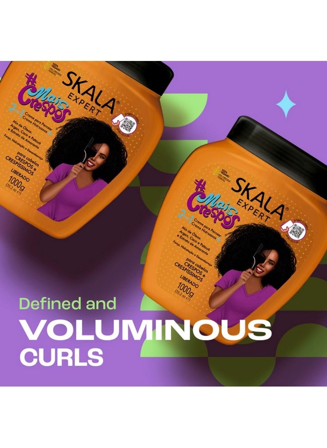 SKALA Mais Crespos Super Curly Hair Type 4ABC - Hydrate , Eliminate Frizz 2 IN 1 Conditioning Treatment Cream and Cream To Comb 35.2oz