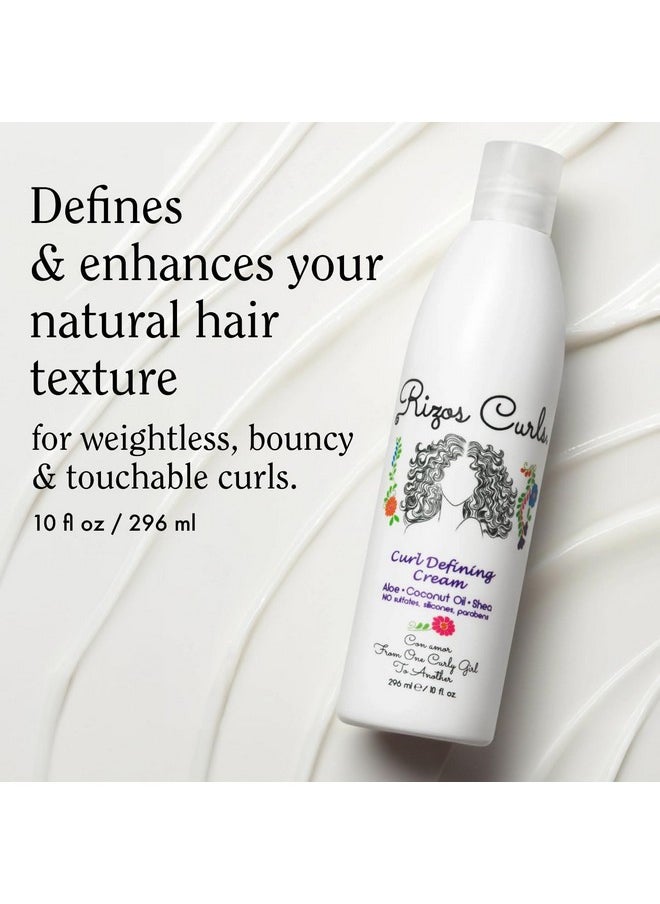Rizos Curls Curl Defining Cream, Enhance Waves, Curls & Coils, Soft Hold Weightless Volume, Moisturizing Frizz-Free Shine with Aloe Vera, Coconut Oil & Shea Butter, All Curl Patterns 2a - 4c, 10 oz