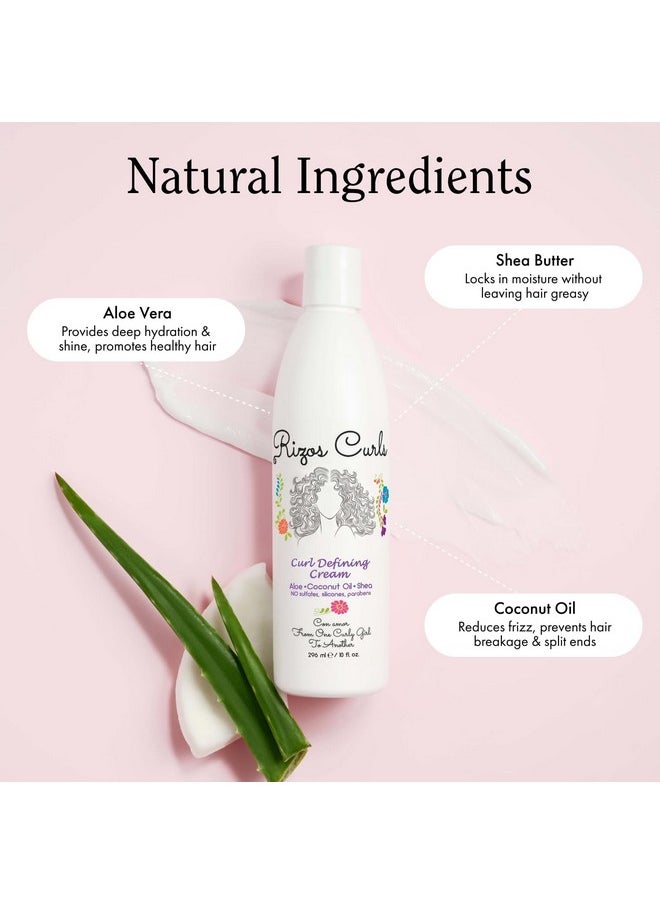 Rizos Curls Curl Defining Cream, Enhance Waves, Curls & Coils, Soft Hold Weightless Volume, Moisturizing Frizz-Free Shine with Aloe Vera, Coconut Oil & Shea Butter, All Curl Patterns 2a - 4c, 10 oz