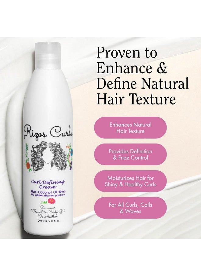 Rizos Curls Curl Defining Cream, Enhance Waves, Curls & Coils, Soft Hold Weightless Volume, Moisturizing Frizz-Free Shine with Aloe Vera, Coconut Oil & Shea Butter, All Curl Patterns 2a - 4c, 10 oz