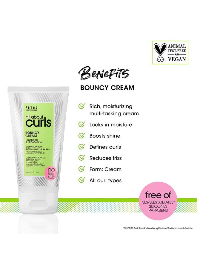 ALL ABOUT CURLS Bouncy Cream Styling | Touchable Soft Definition | Define, Moisturize, De-Frizz | All Curly Hair Types | Vegan & Cruelty Free | Sulfate Free | 5.1 Fl Oz